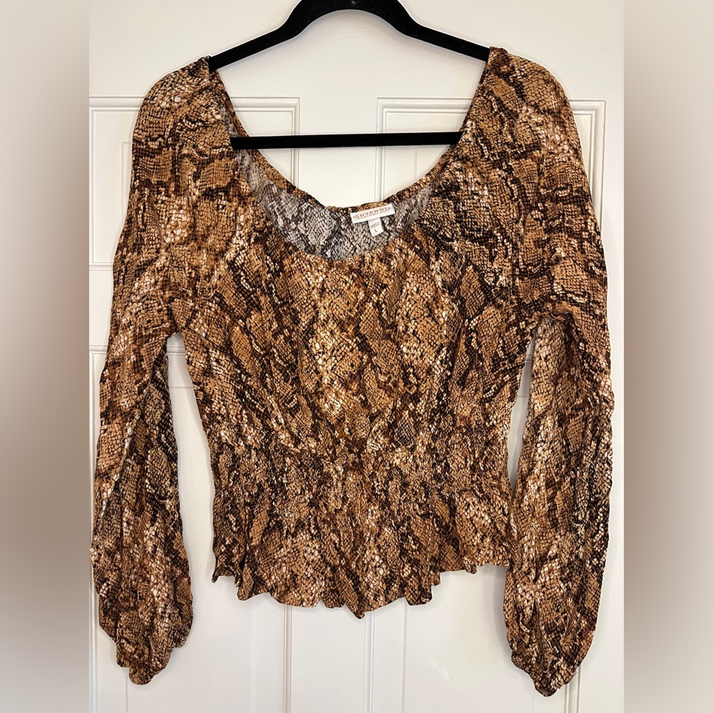 Shyanne Tan Snake Print Women's Blouse